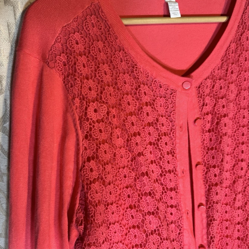 Charter Club Women's Cardigan Plus Size 3X Salmon Color Cotton Blend - Picture 2 of 7